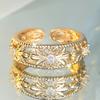 Cute Female White Zircon Flower Open Ring Gold Color Wedding Rings Promise Adjustable Engagement  For Women