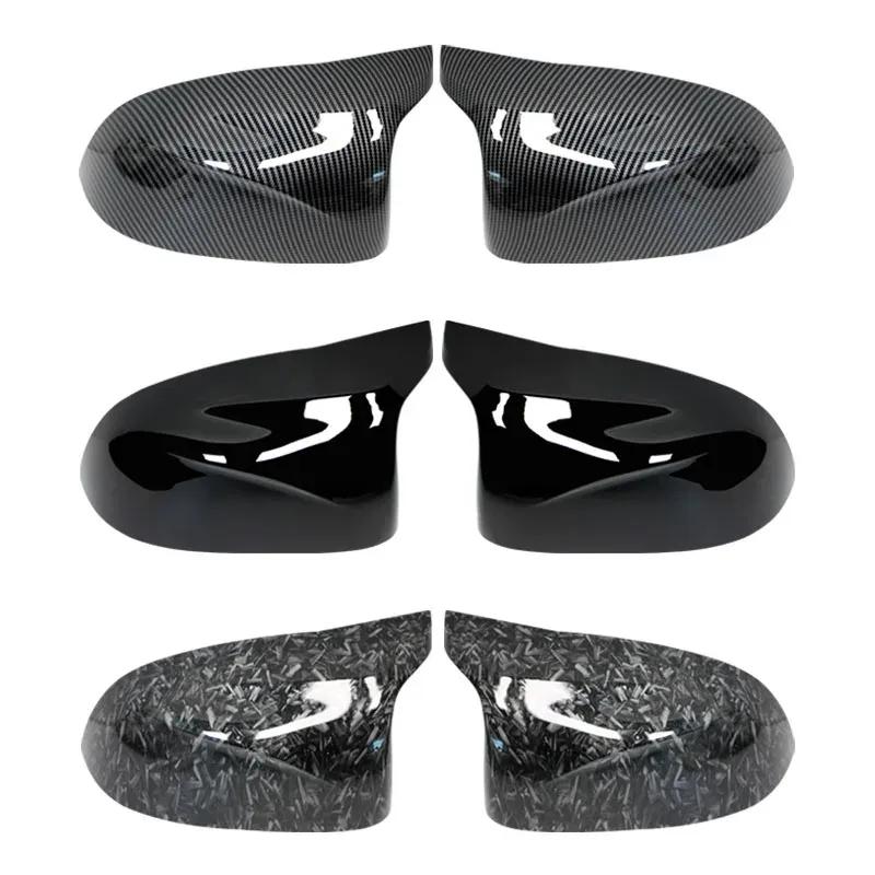 For BMW F25 X3 F26 X4 F15 X5 F16 X6 2014 2015-2018 Auto Car Rear View Side Mirror Cover Trim Bright Black Carbon Fiber Style