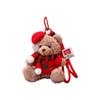 Red Beret Plush Bear Keychain Soft Plush Xmas Tree Bauble Cartoon Bag Charm  Festival Gathering