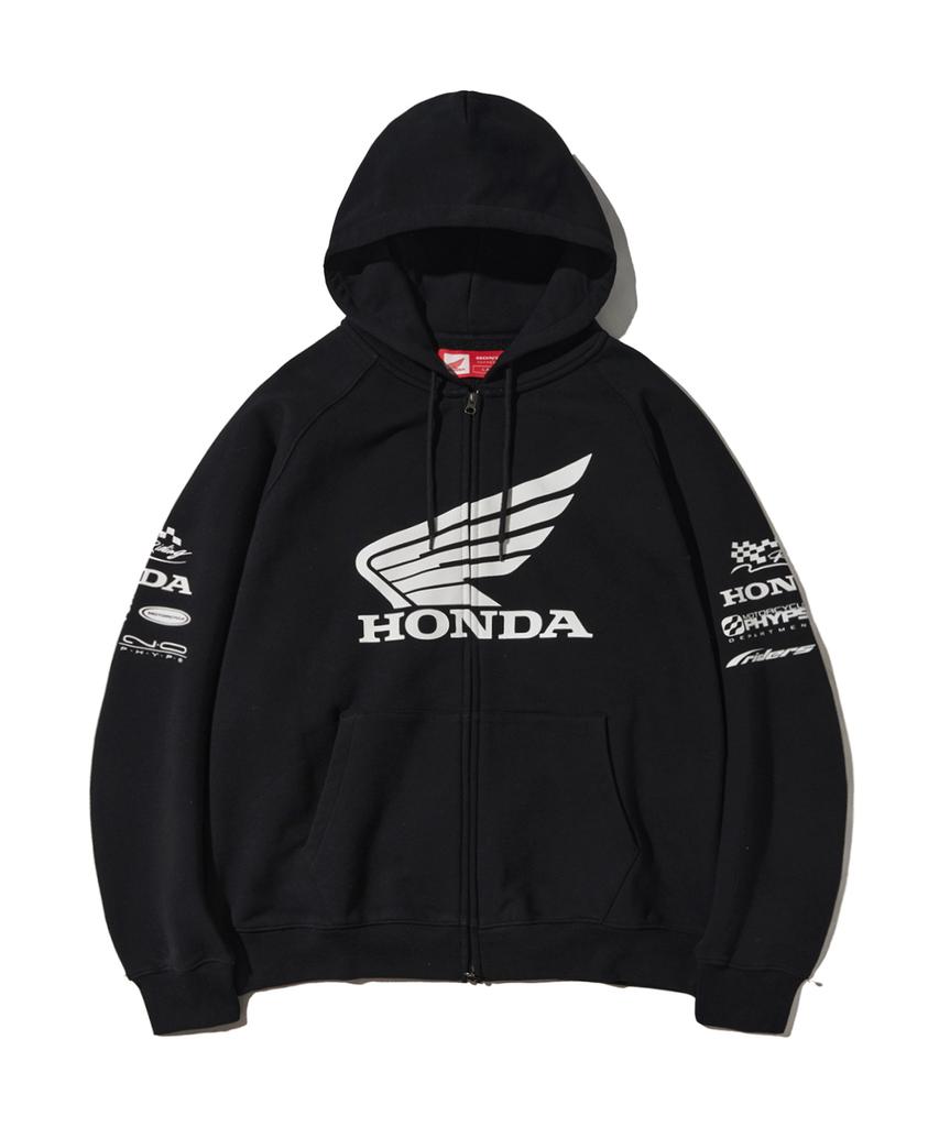 Felpa con cappuccio e zip Phyps Motorcycle Honda Racing Logo_Nera