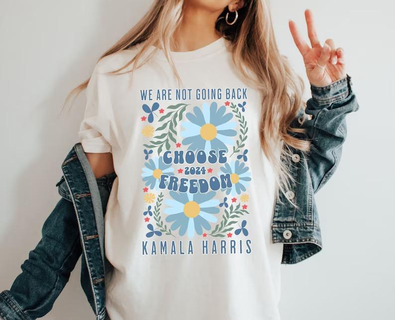 Boho Kamala Harris 2026 Shirt Madam President Wildflower Shirt Democrat Elect XXXXL