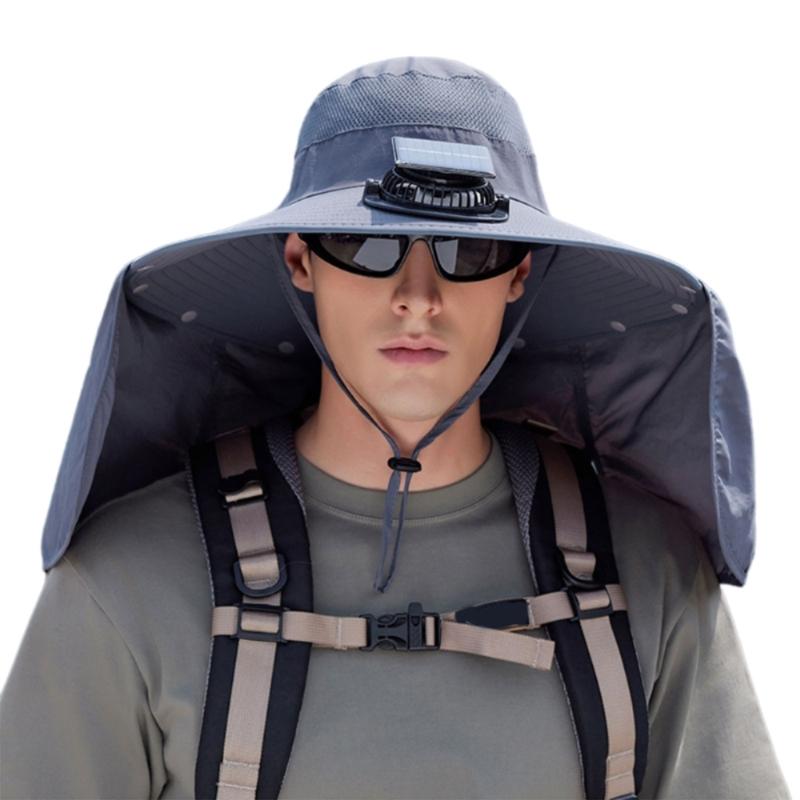 Rechargeable Outdoor Hat Built In Fan Solar Charging Lightweight Breathable Sun Protection For Men Women