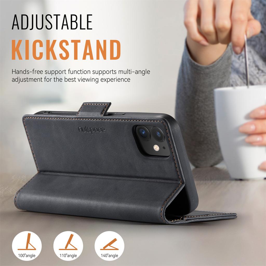 For iPhone 12 /12 Pro / 12 Pro Max. Wallet Case with Card Slots & Kickstand, 360° Protection Leather Case