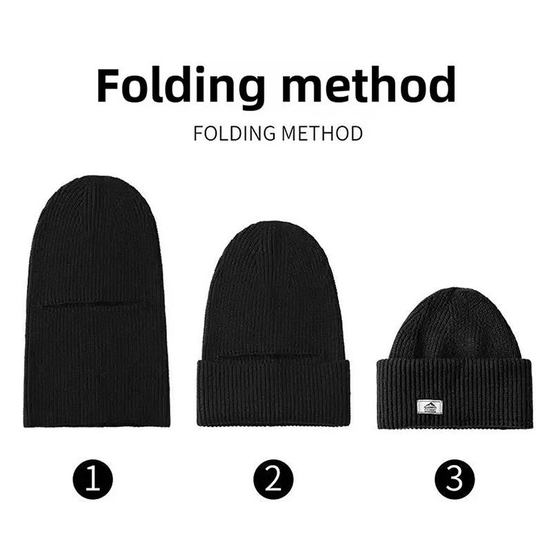 2 in 1 Sturmhaube Männer Frauen Winter Warm Gestrickte Mütze Vollgesichts-Skimaske Outdoor Radfahren Ohrenschützer Mütze Kältefest Atmungsaktiv Maske