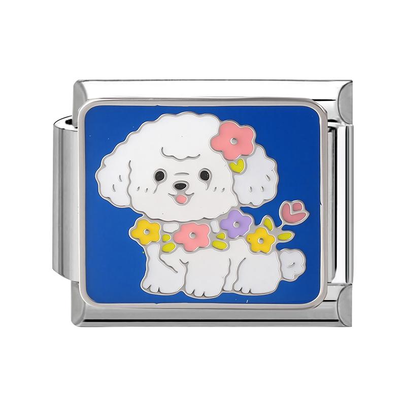 Fashion Colorful Y2K Animal Series Cat Dog Italian Charm Beads Fit 9MM Stainless Steel Bracelets Gifts Women Jewelry DIY Making