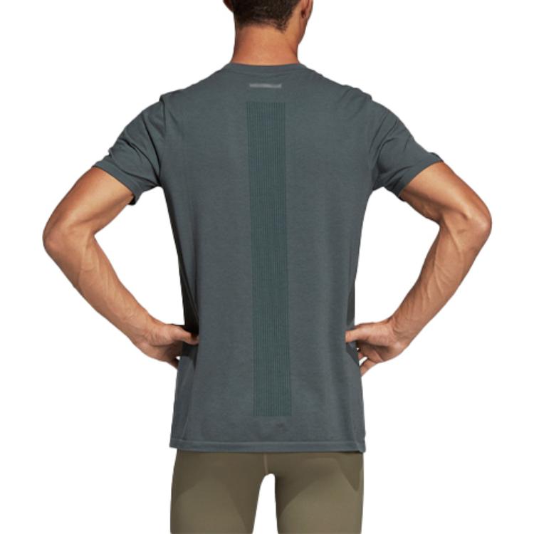 adidas T Shirts Men's Green Crew Neck Moderate Straight Fit DX2144