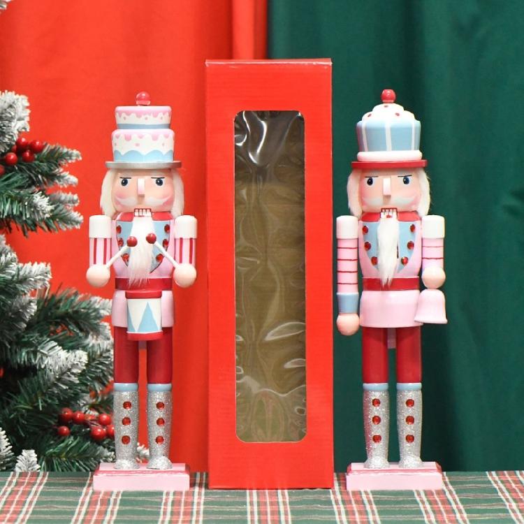 Traditional Wood Nutcrackers Collectible Christmas Figurines Christmas Present Dessert Man Candy Cake Pink Figure