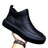 Men's winter English style Chelsea men's boots with fleece insulation high top leather boots cotton boots