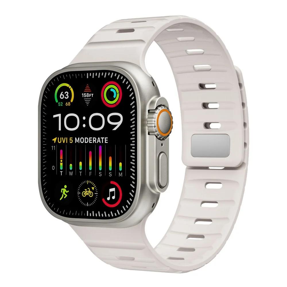 Magnetic Strap For Apple Watch Ultra 1 2 3 49mm 44mm 45mm 46mm 42mm 41 Sport Silicone Bracelet Belt IWatch Series 11 10 8 7 6 Se 3 Band