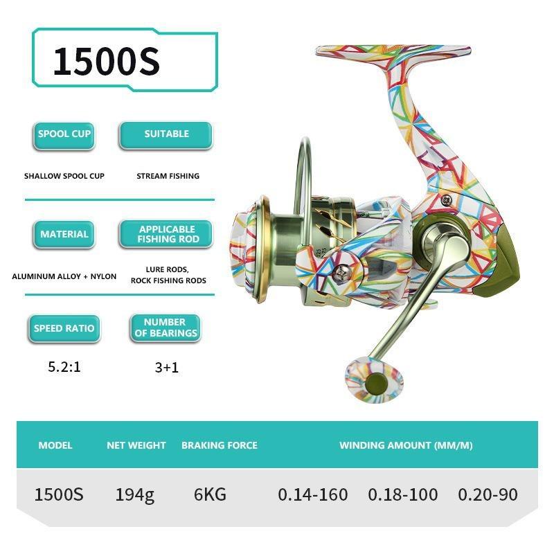 Mavllos FLASH Fresh Spinning Fishing Reel Drag Power 10KG Speed Ratio 5.2:1 Lightweight Metal Shallow Spool Long Distant Surf Fishing Reel