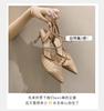 Bling Crystal High Heels Sandals for Women Summer Pointed Toe Rhinestones Thin Heel Pumps Woman Sexy Transparet Mesh Party Shoes