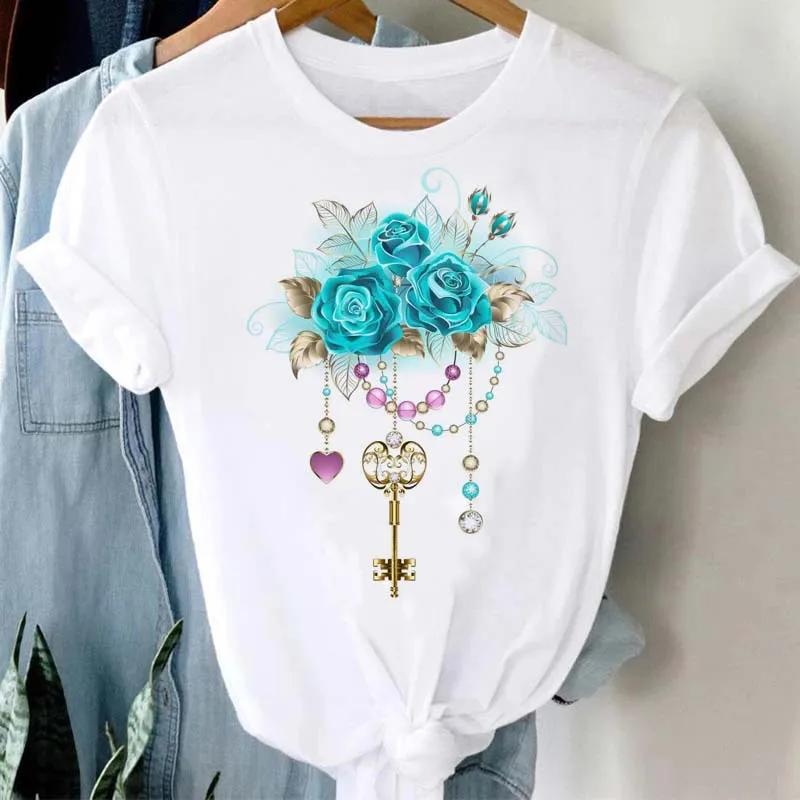 Woman Plus Size Tops Oversized T Shirt Aesthetic Clothes Summer Burst Cute Cartoon Butterfly Trend Letter Print Top T-shirt