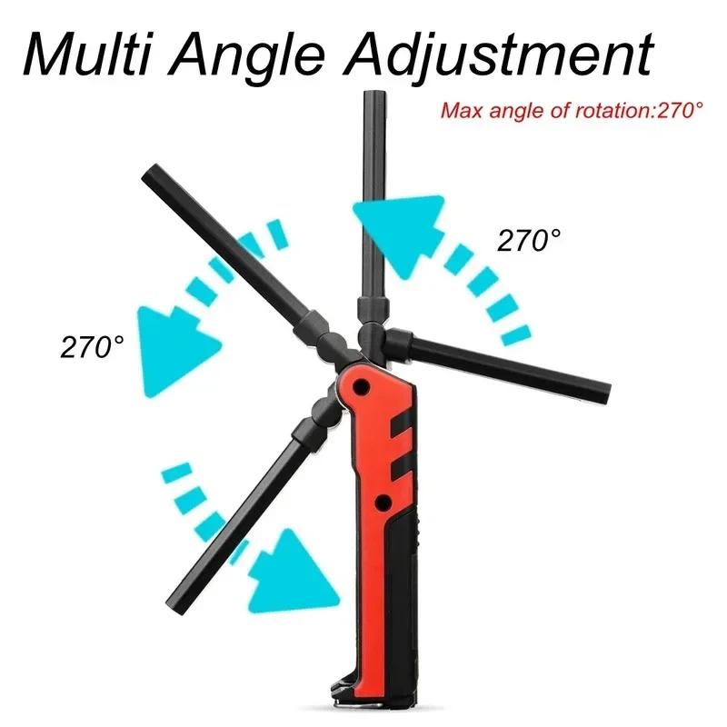 Super Bright COB LED Working Light USB Rechargeable Dimmable Flashlight 18650 Battery with Magnetic &Hook
