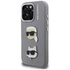 Karl Lagerfeld FW Grained Karl & Choupette Heads Pins Case for iPhone 16 Pro Gray