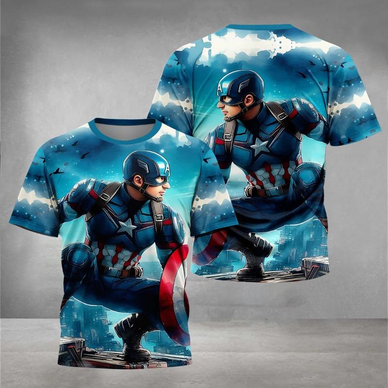 Men's Marvel Captain America 3D Printed T-shirt Outdoor Casual Short Sleeve