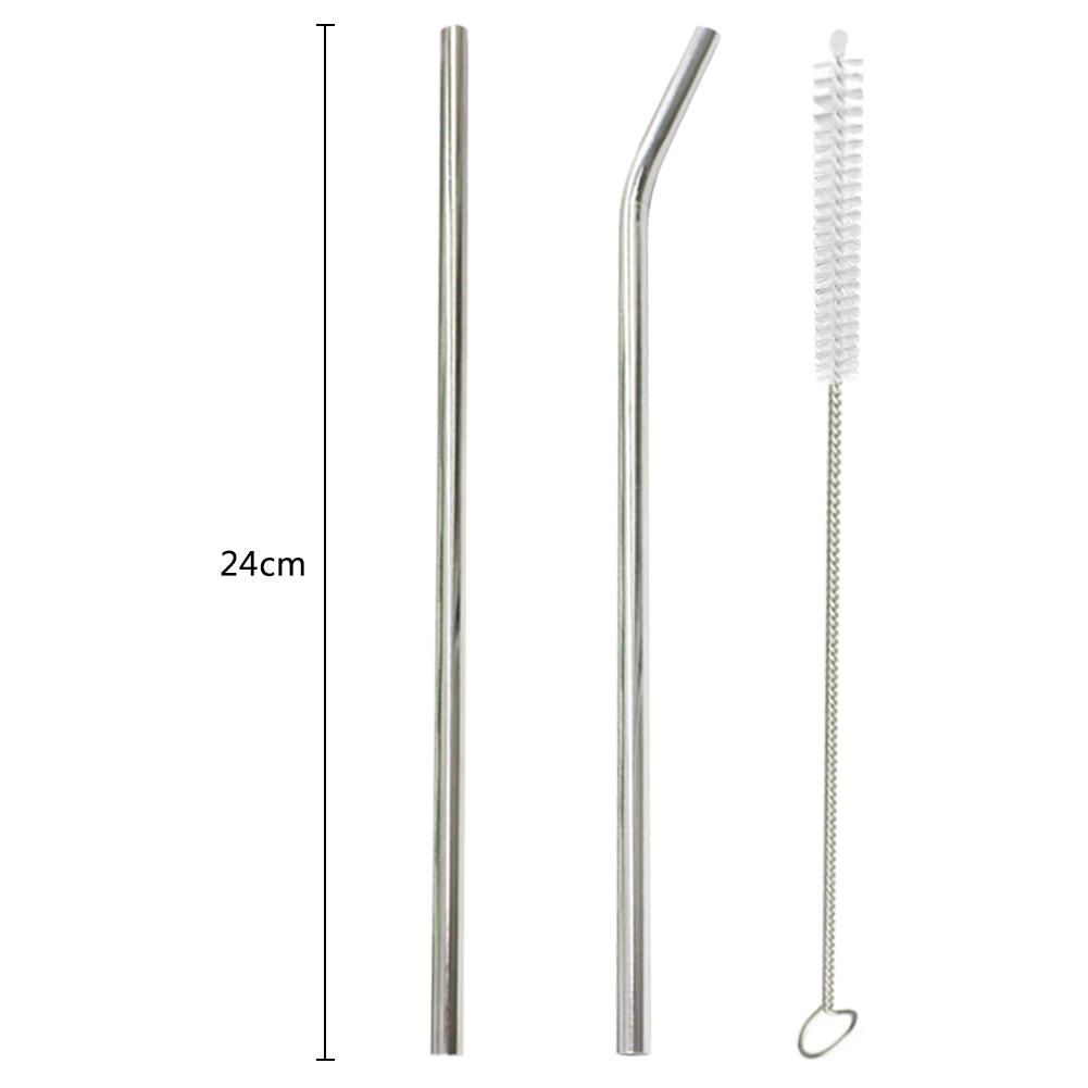 2/4/6/8pcs Reusable Stainless Steel Drinking Straws 1/2/3 Cleaner Brush Kit