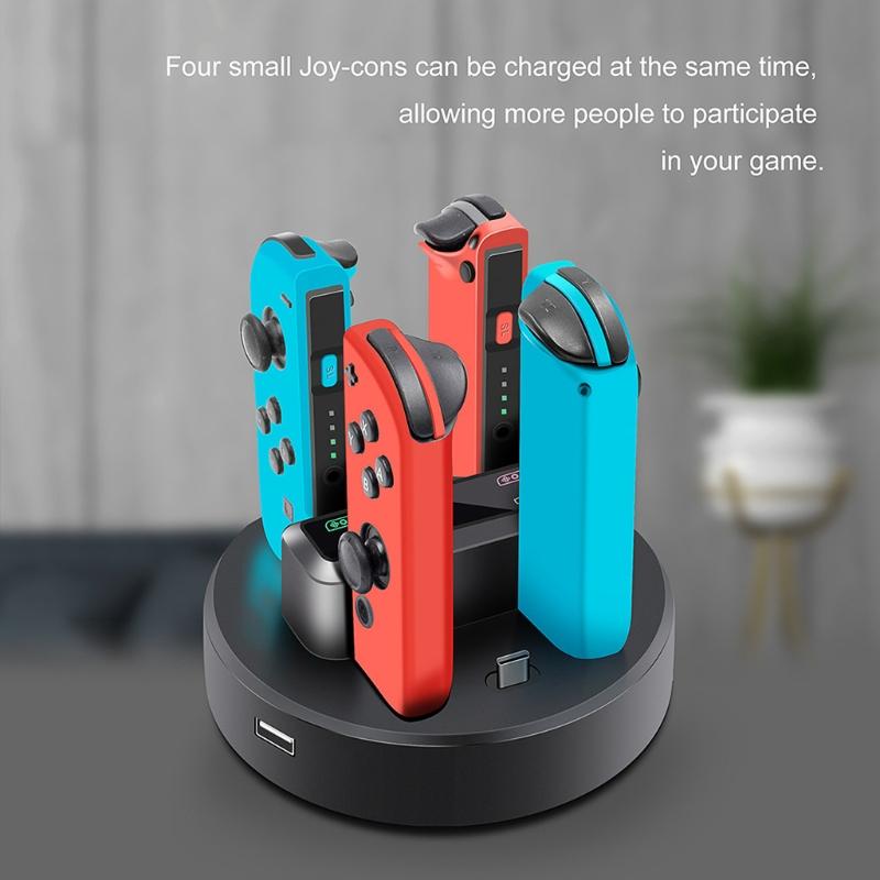 Charging Holder for Switch Joy Con Series & Pro Controller Equipped with Micro USB Cable and Type-C Port