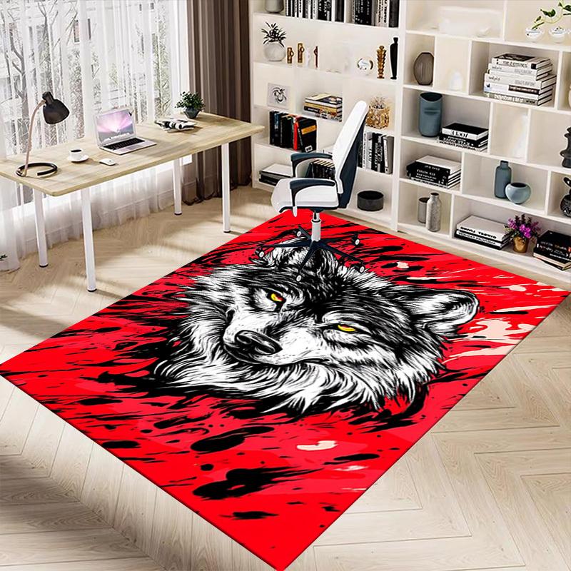 1pc Wolf Red Carpet, Office Rug Outdoor Mat Home Decor Area Carpet Festival