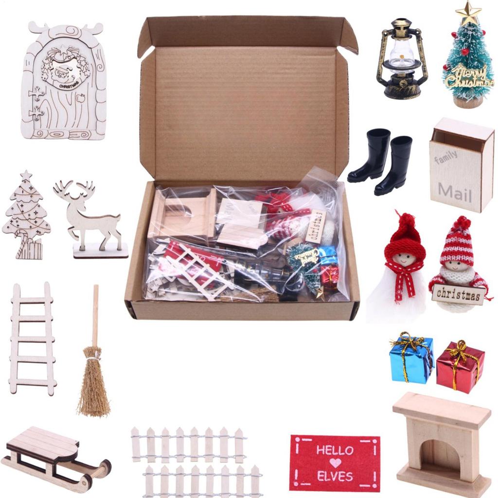 Doll House Christmas Decorations Christmas Small Scene Model Festival Party Favors For Winter Holiday Bookshelf School Project