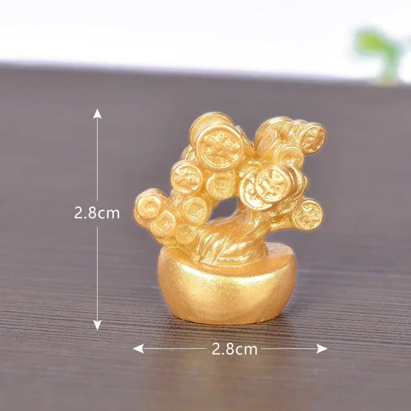 Feng Shui Auspicious Fa Cai Money Tree Gold Ingot Bag Lucky Fortune Spring Festival Mascot Desktop Ornament Car Home Decor Craft