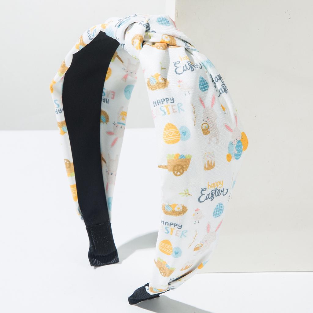 New Easter Knotted Sweet Candy-colored Rabbit Print Headband Cute Holiday Hair Accessories