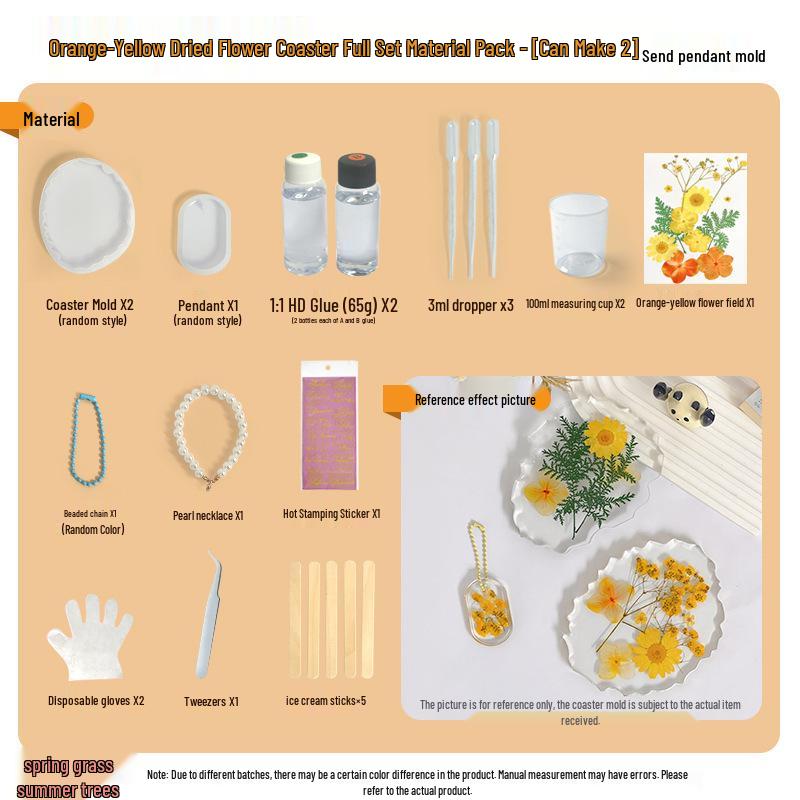 Handmade Crystal Epoxy Dried Flower Coaster DIY Kit for Kids - Back To School Gift