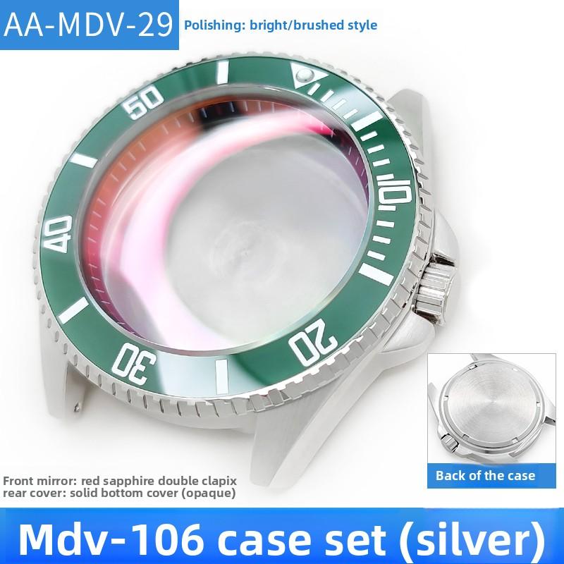 MDV106 Metal Case Film Bezel Bumper Armor For Casio MDV-106 Stainless Steel Crown Caseback Sapphire Glass Men Watch Accessories