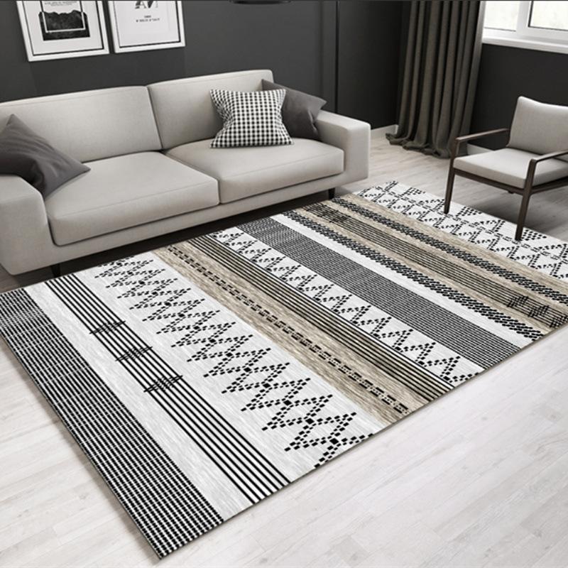 

Moroccan Ethnic Style Carpet Simple Black White Gray Decorative Rug Living Room Study Non Slip Mat Home Decorative 40X60CM