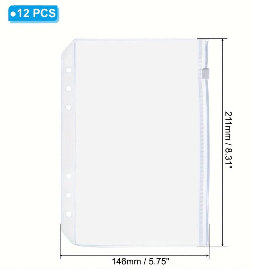 A5 A6 A7 Ringbandhoezen 6 Stuks 6 Gaten A6 Ringband Insteekbladen Geld Enveloppen Transparante Geld Enveloppen Ritszakjes voor Ringbanden Portemonnee