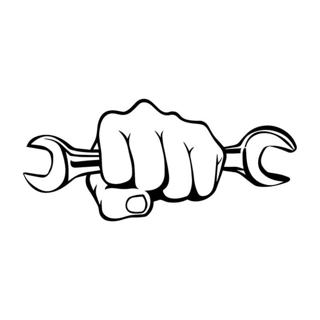 

Fashion Self-Adhesive Car Stickers Mechanic Holding A Wrench Motorcycle Decals чорний