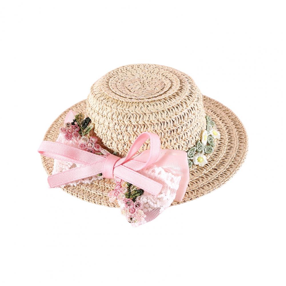 Pet Straw Hat Handwoven Sun Cap with Adjustable Strap Headwear for Small Dogs Cats Birthdays Special Occasions