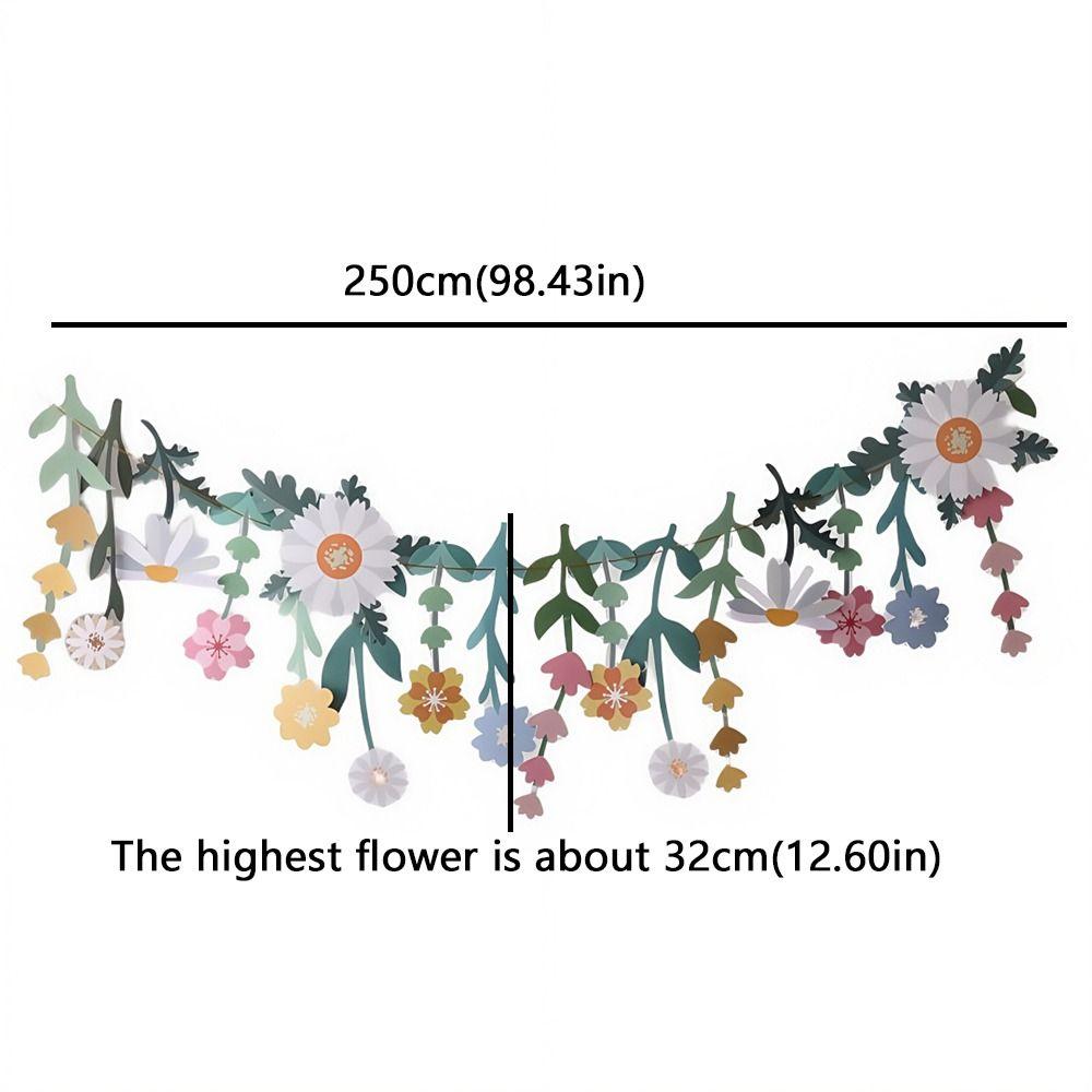 Double Sided Flower Leaves Garland Spring Theme Floral Hanging Flag  Festival Celebration