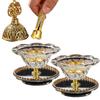 Arabian Crystal Flower Charcoal Incense Burner Rotating Bakhoor Holder with Clip Luxury Arabic Home Decor Scented Gift Set
