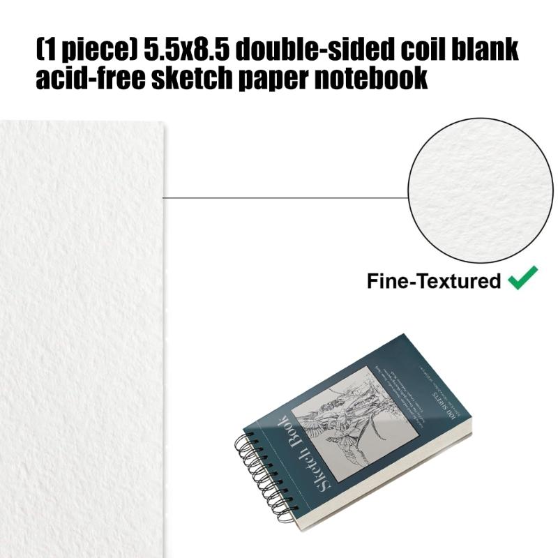 Cuaderno de dibujo de tapa dura, 100 hojas, papel de 68 lb/100 g/m², encuadernación de espiral doble, bloc de dibujo para artistas principiantes, bocetos y garabatos.