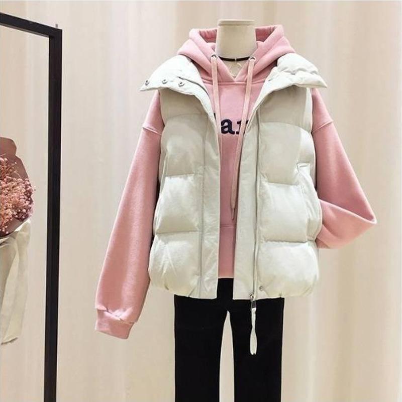Piumino caldo alla moda di grandi dimensioni da donna corto in stile coreano per studenti autunno e inverno gilet ampio tutto-fiammifero