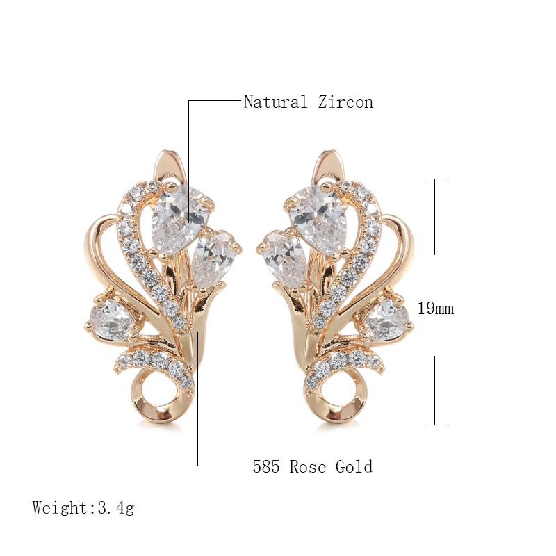 Luxury Designer  Rose Gold Color Dangle Earrings For Women Fashion Jewelry  Natural Zircon Flower Vintage Earrings