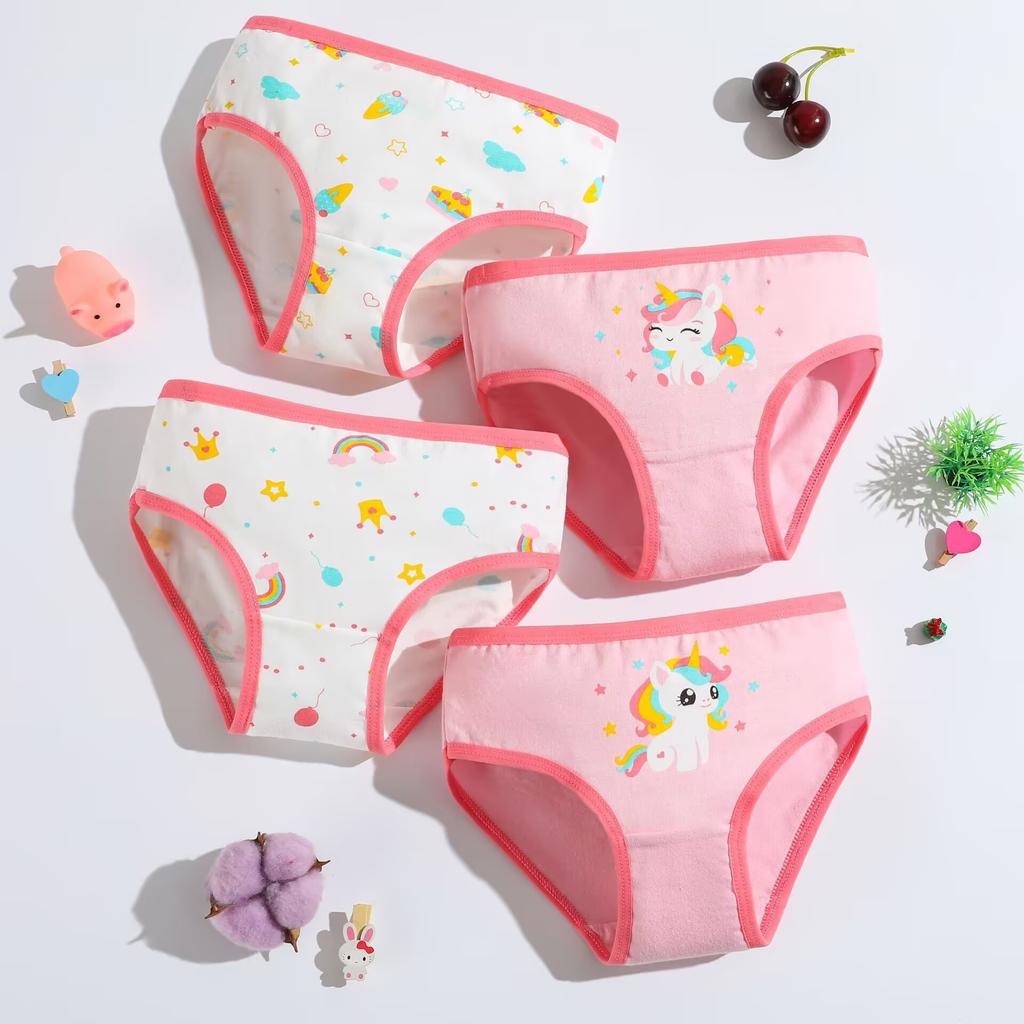 5PC  Baby Cartoon Underwear Girls Cotton Briefs Underpant Children Panties Short 2-10Years