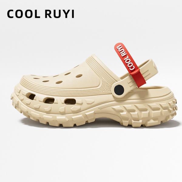 Super Soft EVA Thick Soled Perforated Shoes for Men To Wear In Summer, Anti Slip and Odor Proof, Couple Height Increasing Sandals