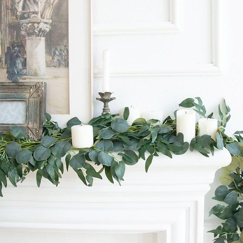 Simulation Willow Leaf Eucalyptus Leaf Vine Eucalyptus Vine Wall Hanging, Artificial Green Plant Wedding Home Decoration Ornament
