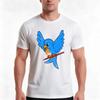 Blue Bird With A Red Pen Tshirt Summer Casual Cotton Tee Oversized Streetwear Tops Vintage Graphic Print Unisex Unisex Unisex