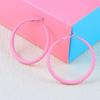 Trend Smooth Hoop Earrings for Women Pink Blue Black Red Korean Sweet Purple Loop Earings 925 Silver Needle