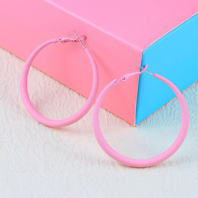 Trend Smooth Hoop Earrings for Women Pink Blue Black Red Korean Sweet Purple Loop Earings 925 Silver Needle