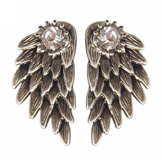 Aripi de înger pentru femei, cu incrustație de strasuri, din aliaj, pentru urechi, bijuterii de petrecere, cercei