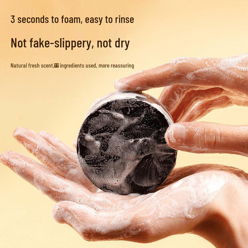 He Shou Wu & Cypress Leaf Herbal Shampoo Soap - Gentle Oil Control, Anti-Itch, Hair Nourishing & Strengthening, Black Hair Essential Oil Handmade Soap