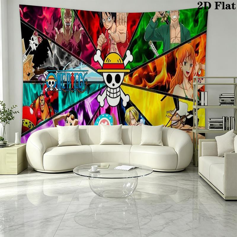 Japanese Anime Pirate Wall Tapestry Aesthetic Wall Hanging Printed Fabric Blanket Decorative Tapestries for Bedroom Living Room Home Decor