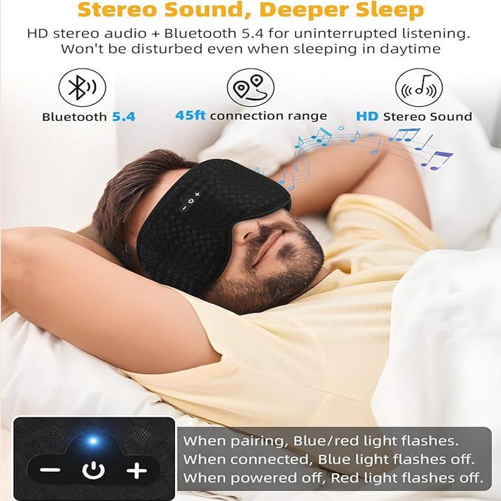 3D Bluetooth Eye Mask Sleep Headphones Soft Cotton Blindfold Wireless Sleep Mask Speaker Microphone Comfortable Music Earphones
