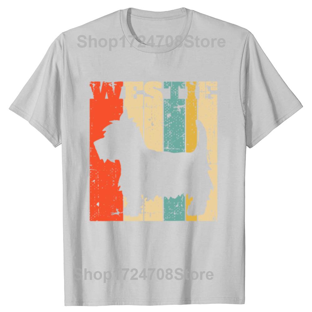West Highland Terrier Westie Retro Vintage T Shirts Streetwear Short Sleeve Birthday Gifts Summer Style T-shirt Mens Clothing