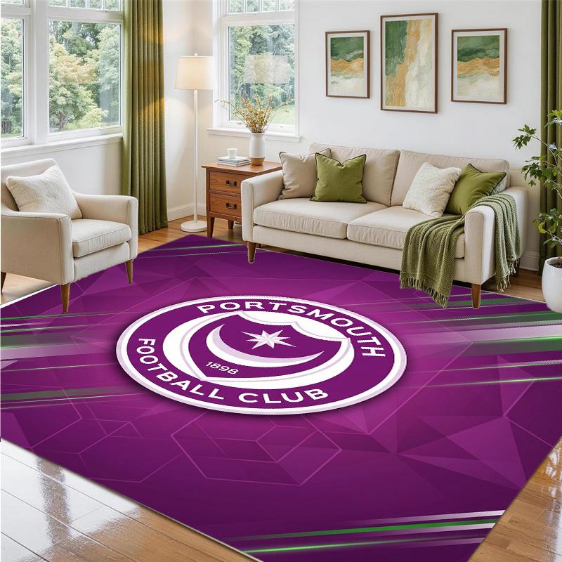 Portsmouth FC Design Kristall-Samt-Teppich Weich Dekorative Matte für Schlafzimmer Eingang