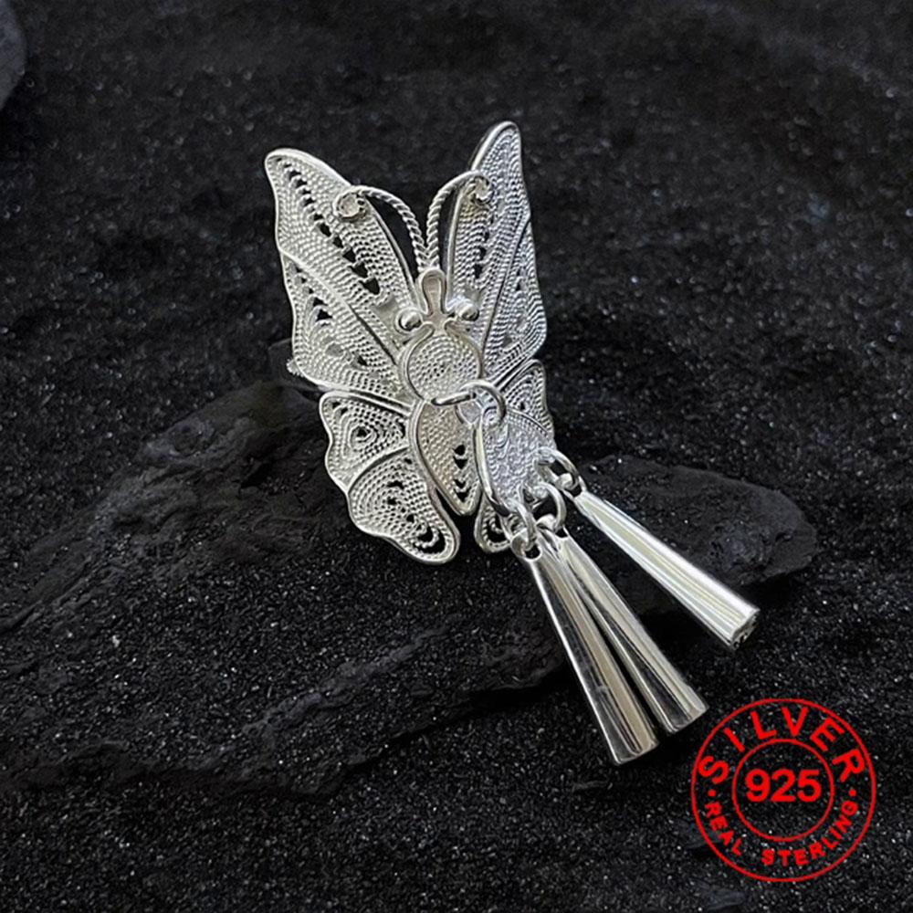 

BF CLUB Silver Color Rings for Women Fashion Geometric Handmade Irregular Tassel Ring Party Christmas Gift