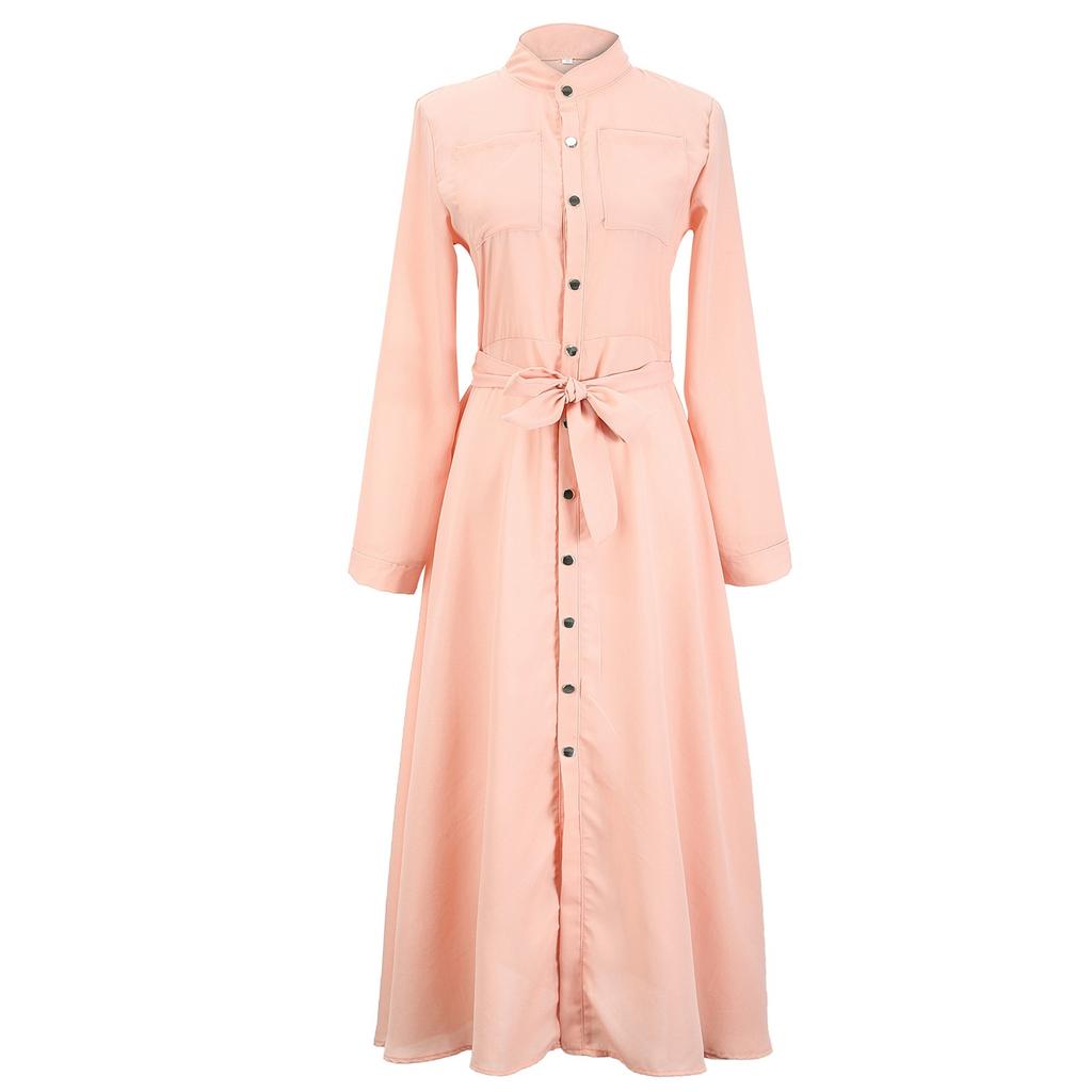 Women's Casual Loose Long Shirt Long Sleeved Long Sleeved Solid Color Shirt Dress